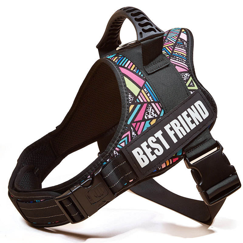 Fluffy Friend harness in geometric pattern